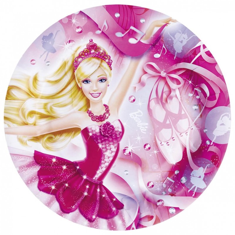 amscan 8 Assiettes Rondes Barbie Dreamtopia 23 cm 11012120 Taille