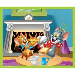 Puzzle 60 pièces Tom et Jerry au coin du feu