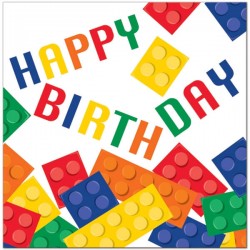 20 serviettes en papier LEGO Happy Birthday