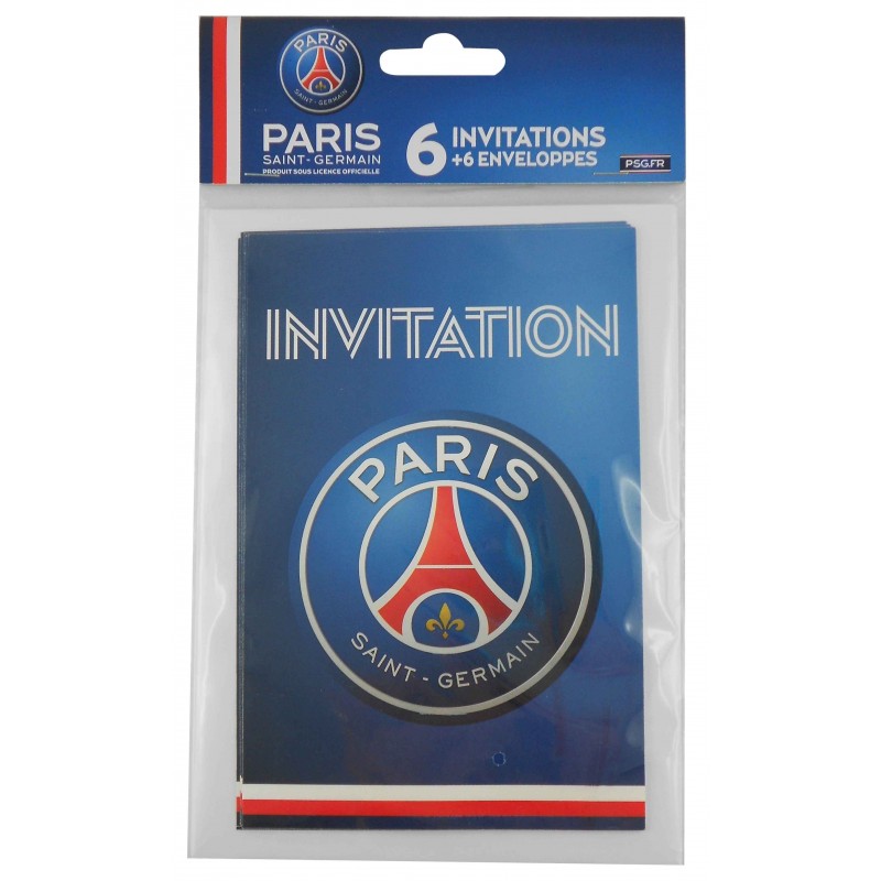 6 Cartes d'invitation + 6 enveloppes PSG™ 12 x 16.5 cm : Deguise-toi, achat  de Decoration / Animation