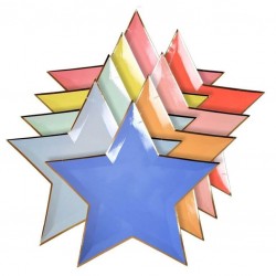 8 Petites assiettes multicolores en forme d'étoiles - Meri Meri